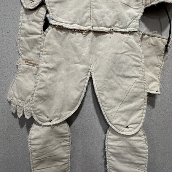 Handmade Vintage 48" Scarecrow Wall Decor Fabric Plaid Denim Articulated Hayride - Picture 11 of 13